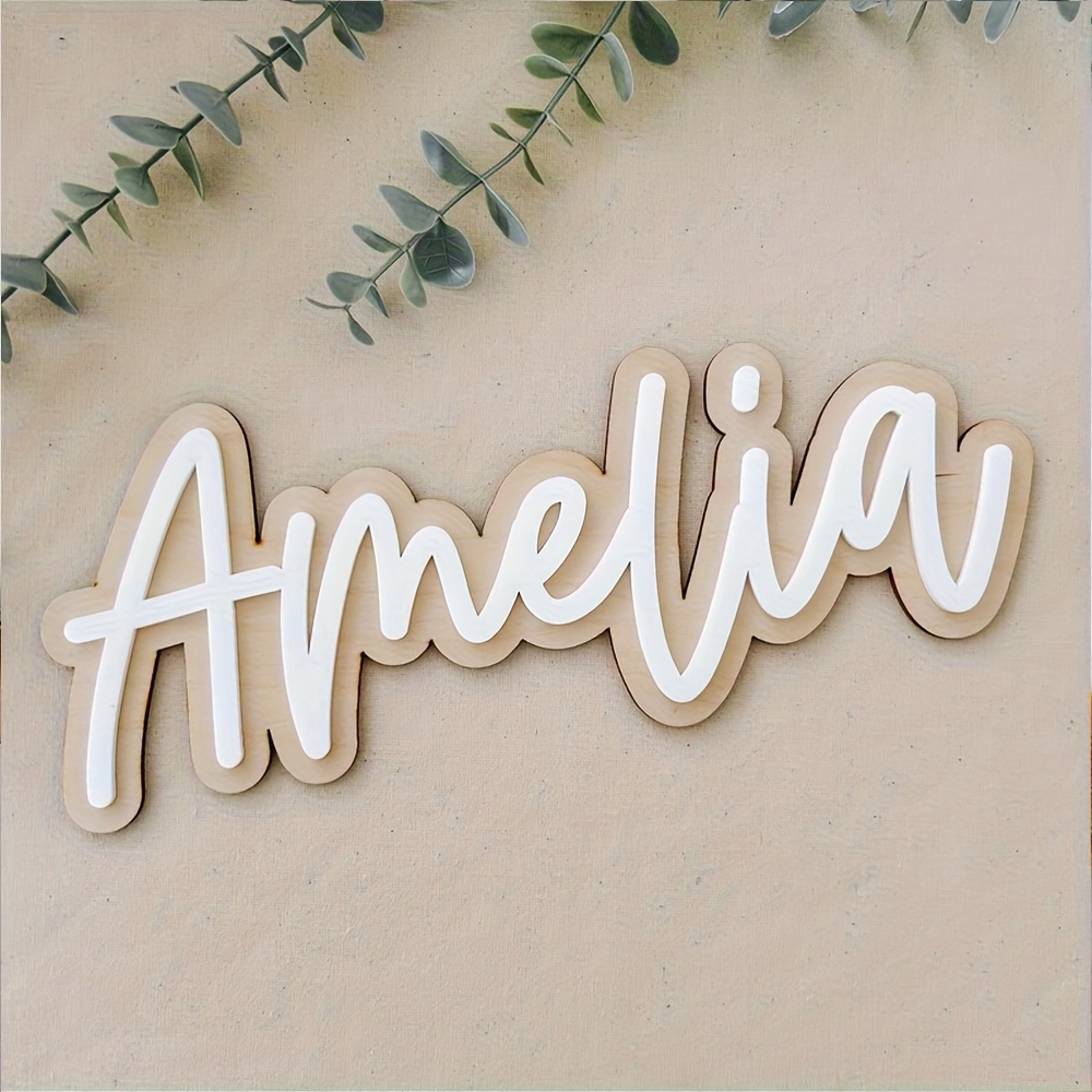 Baby Products Decoration - Placa de Nome Personalizável em Madeira