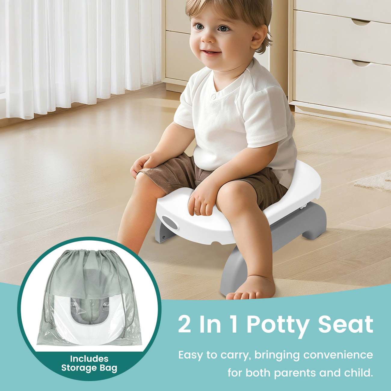 Toddler Potty Training Seat - Penico portátil 2 em 1, assento